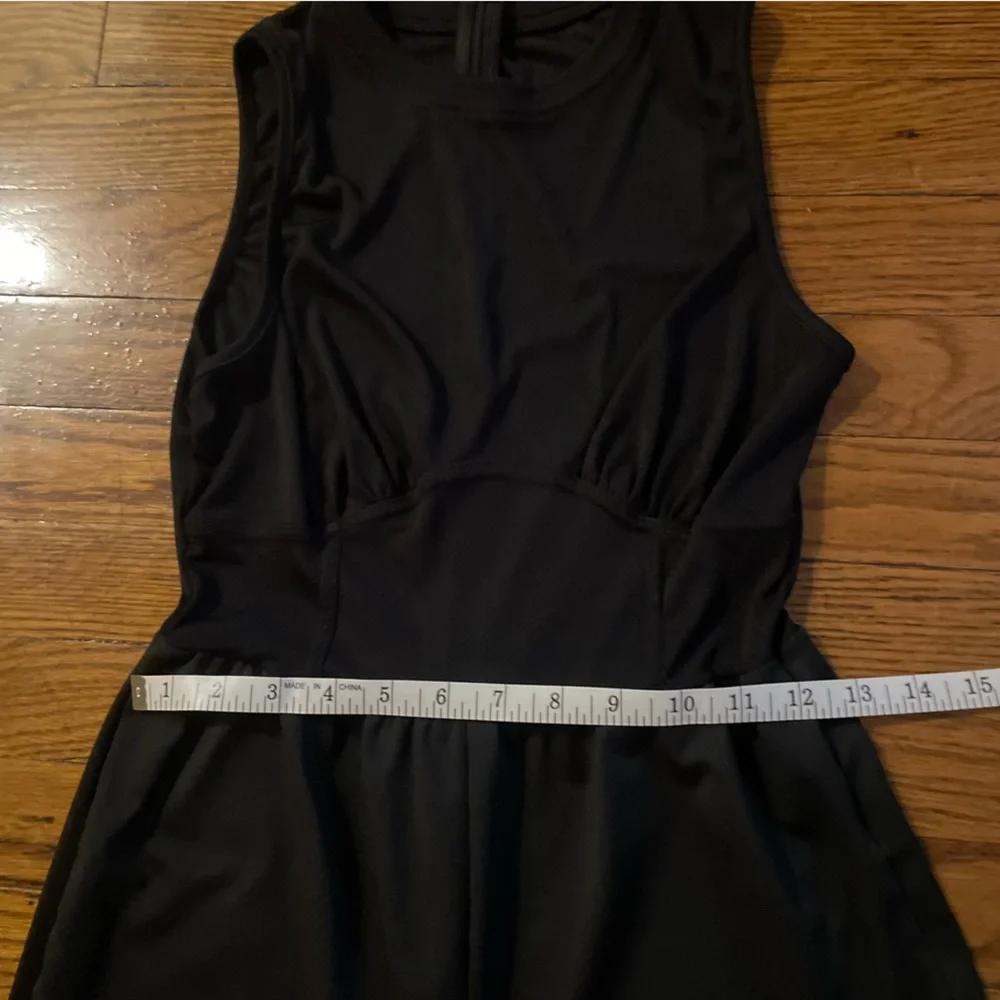 Corset Seam Ribbed Sleeveless Black Jumpsuit